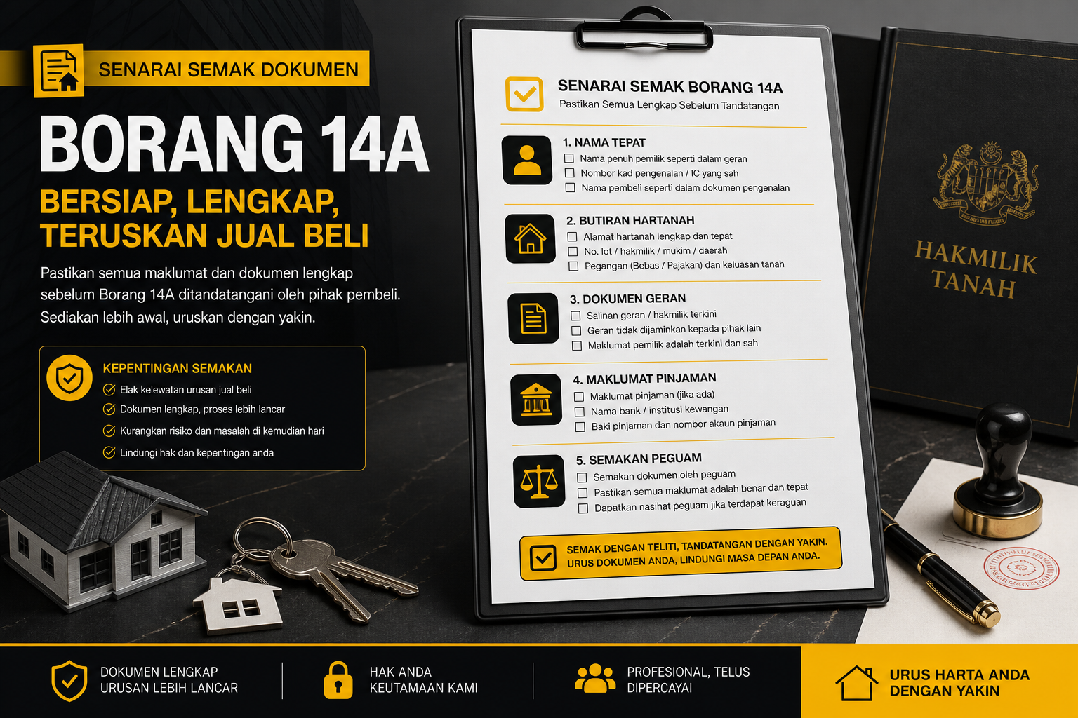 Senarai semak dokumen dan semakan sebelum Borang 14A