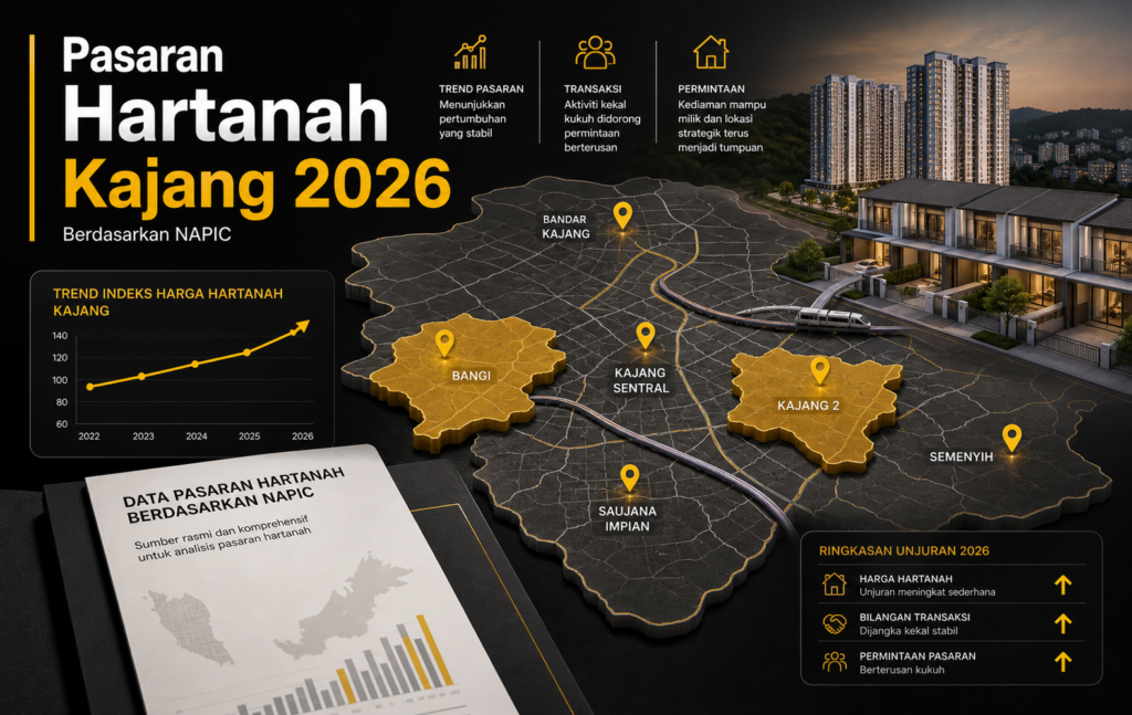 Market hartanah Kajang 2026 berdasarkan NAPIC dengan visual data pasaran dan kawasan rumah